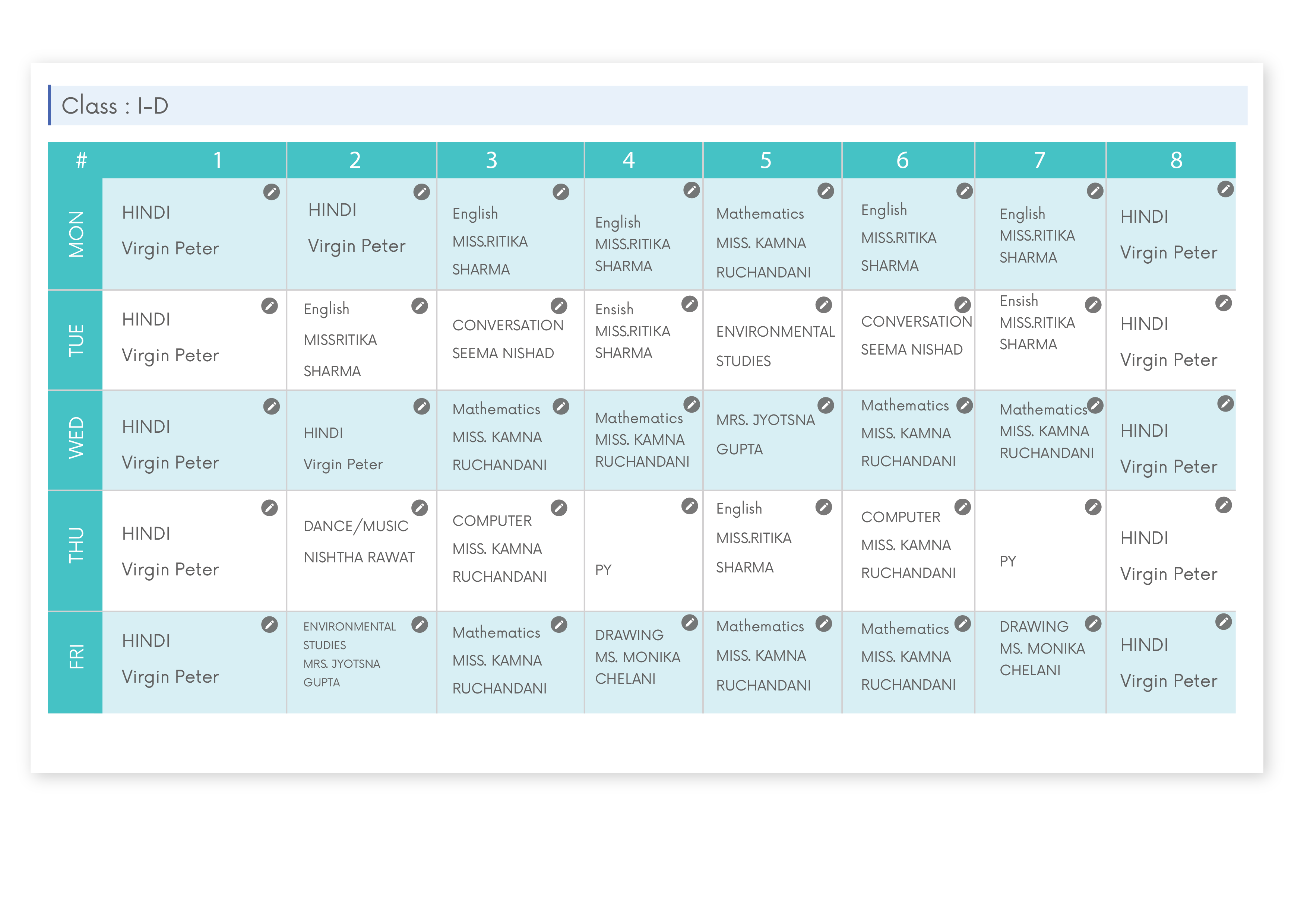 Timetable